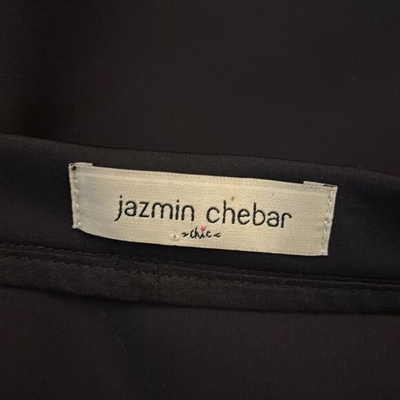 Jazmin Chebar black mini skirt with genuine leather laser cut trim, L - Picture 5 of 8